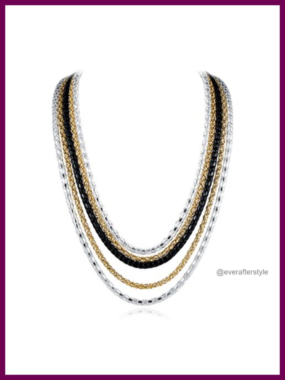 UNY Designer Inspired 3 Tone Alloy Necklace 45cm 18" T Bar Clasp Vintage Elegant